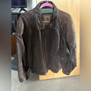 Adler genuine brown leather bomber jacket size large